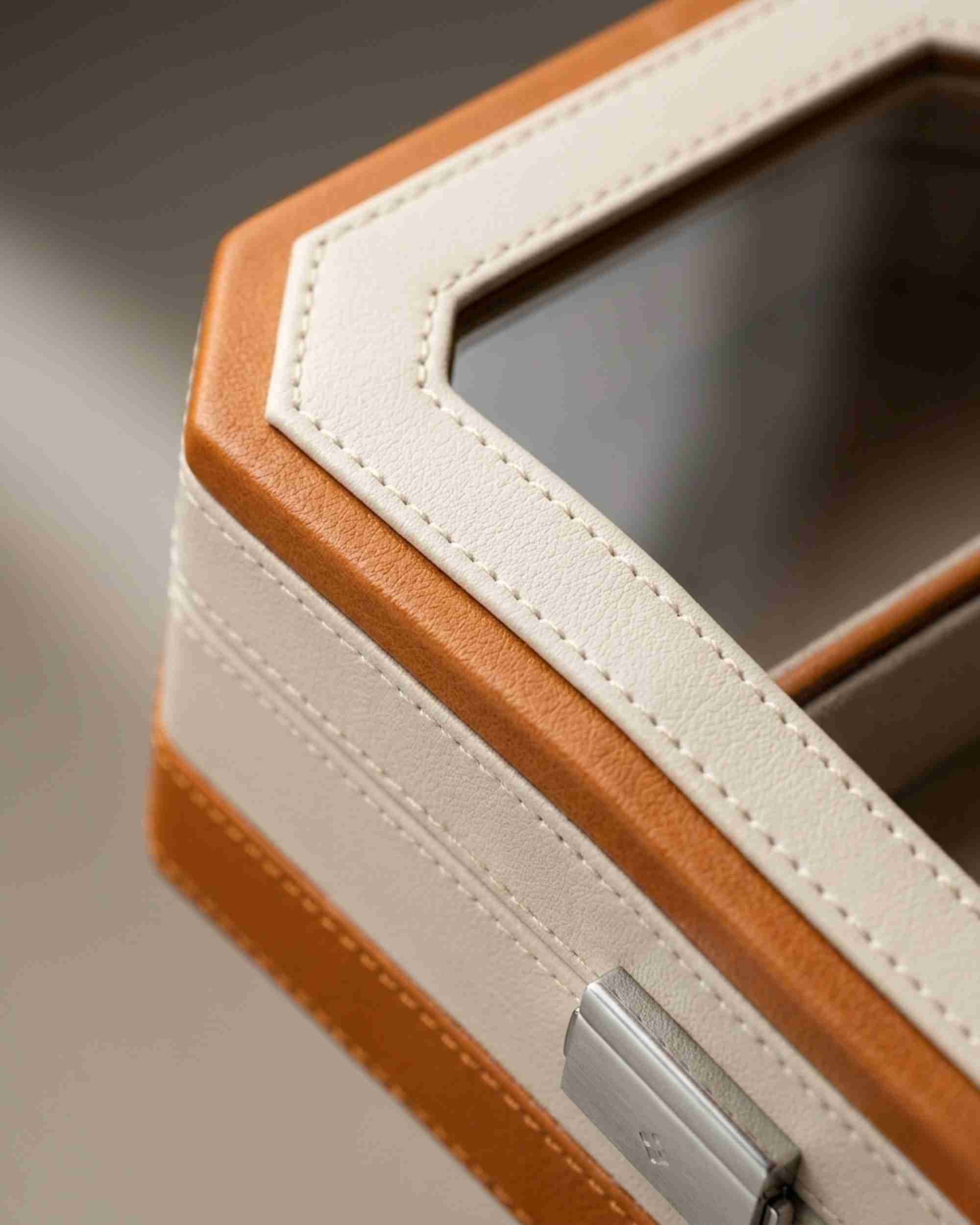 Premsons® Classic Leather Watch Box – 4 Slot Storage Organizer with Clear Top, Velvet Cushions & Secure Closure