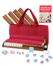 Premsons® Complete American Mahjong Set– Sky Blue Tiles, Racks, Pushers, Dice, Beginner Guide & Storage Carry Bag – Portable Travel Game Kit