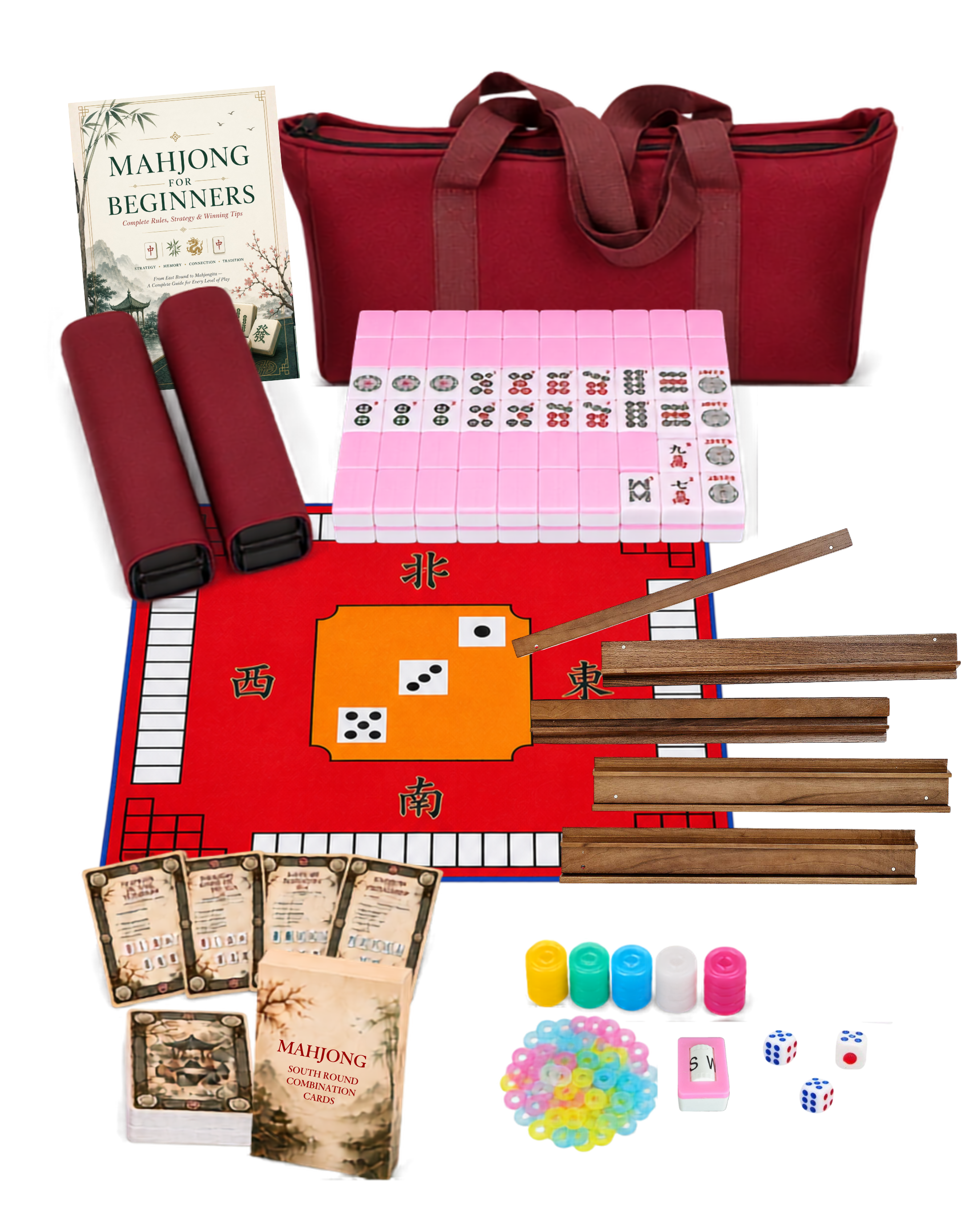 Premsons® Pink Melamine American Mahjong Set with Red Mat
