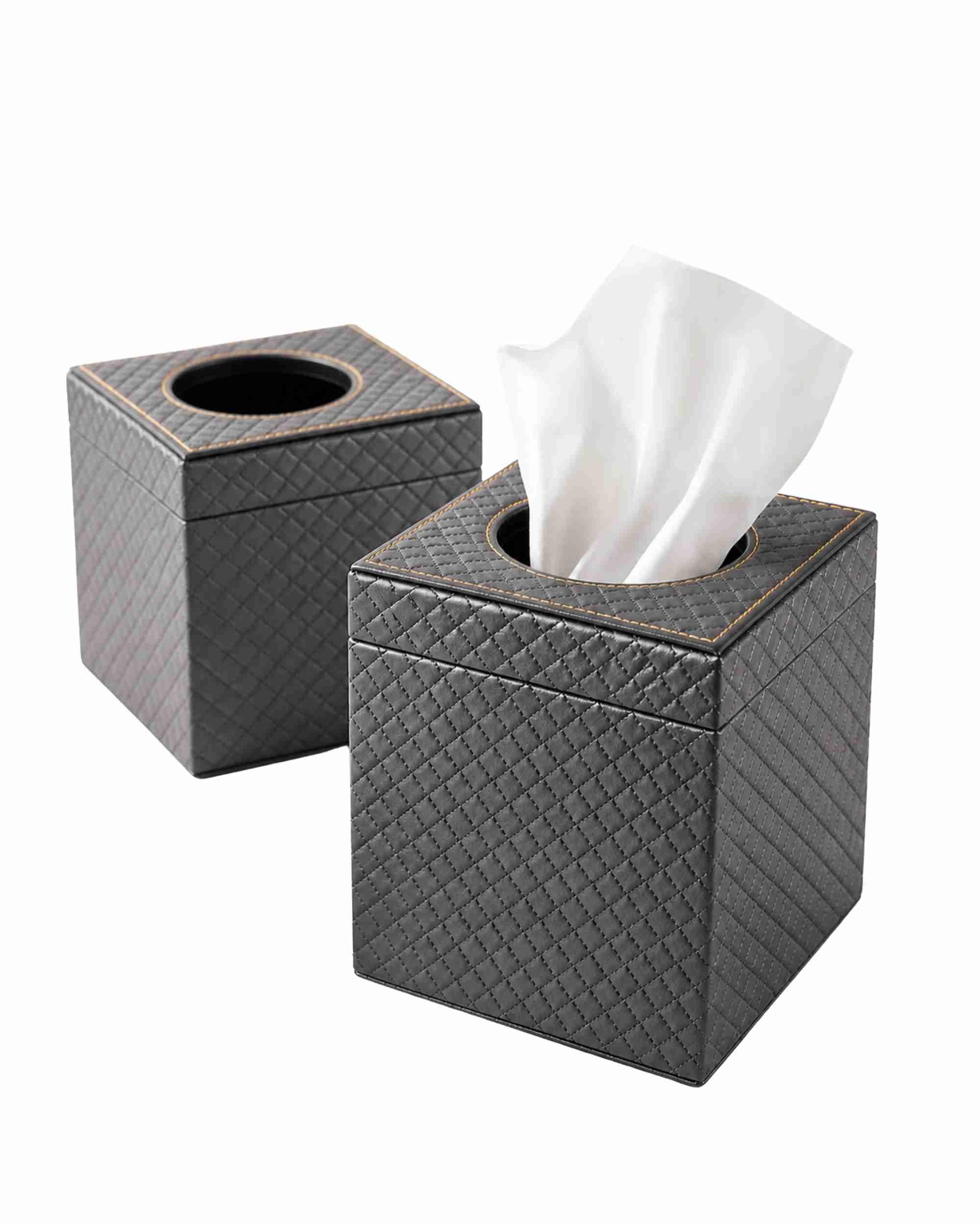 Premsons® Metallic Leatherette Tissue Box Holder – Premium Tissue Paper Case for Car, Home & Office | Elegant Tabletop Napkin Dispenser Cover