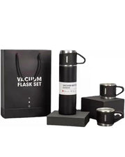 Premsons® 425ml Stainless Steel Vacuum Flask Set with 2 Cups | Double Wall Insulated Thermos Bottle for Hot & Cold Drinks | Leakproof Travel Flask