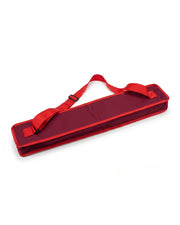 Red mahjong mat carry bag with shoulder handle and end strap
