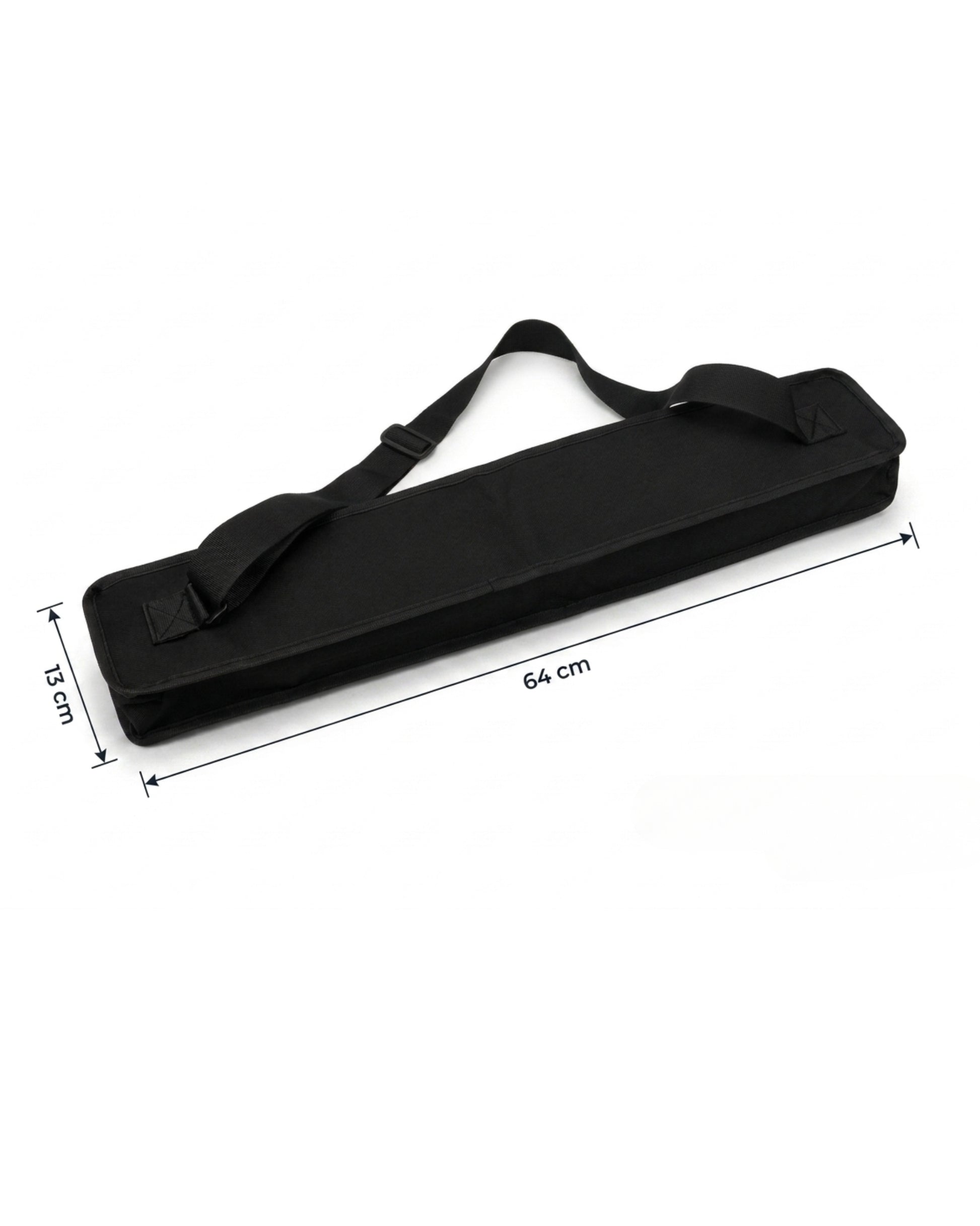 Black mahjong mat carry bag with size markings: 64 cm long and 13.5 cm wide