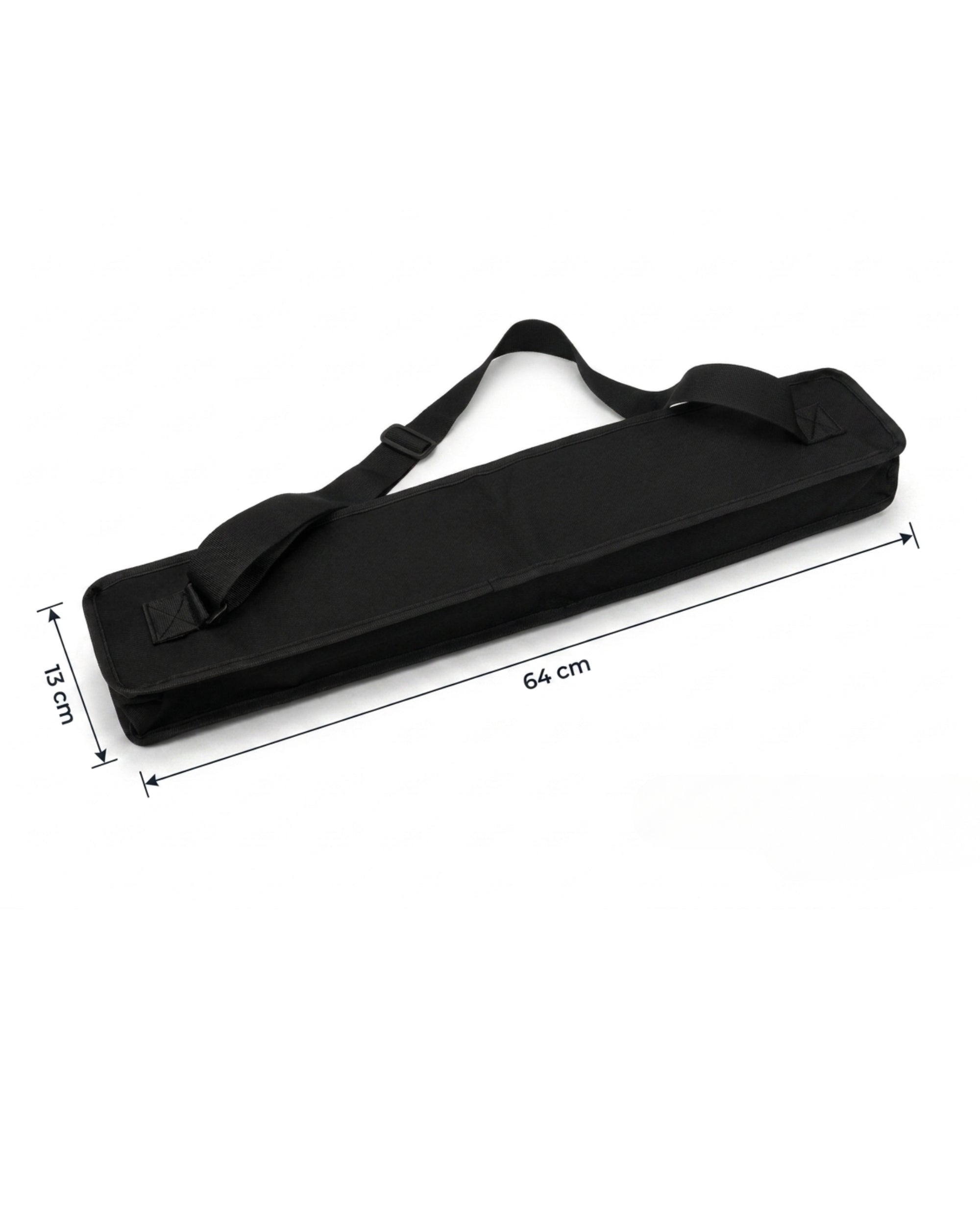 Black mahjong mat carry bag with size markings: 64 cm long and 13.5 cm wide