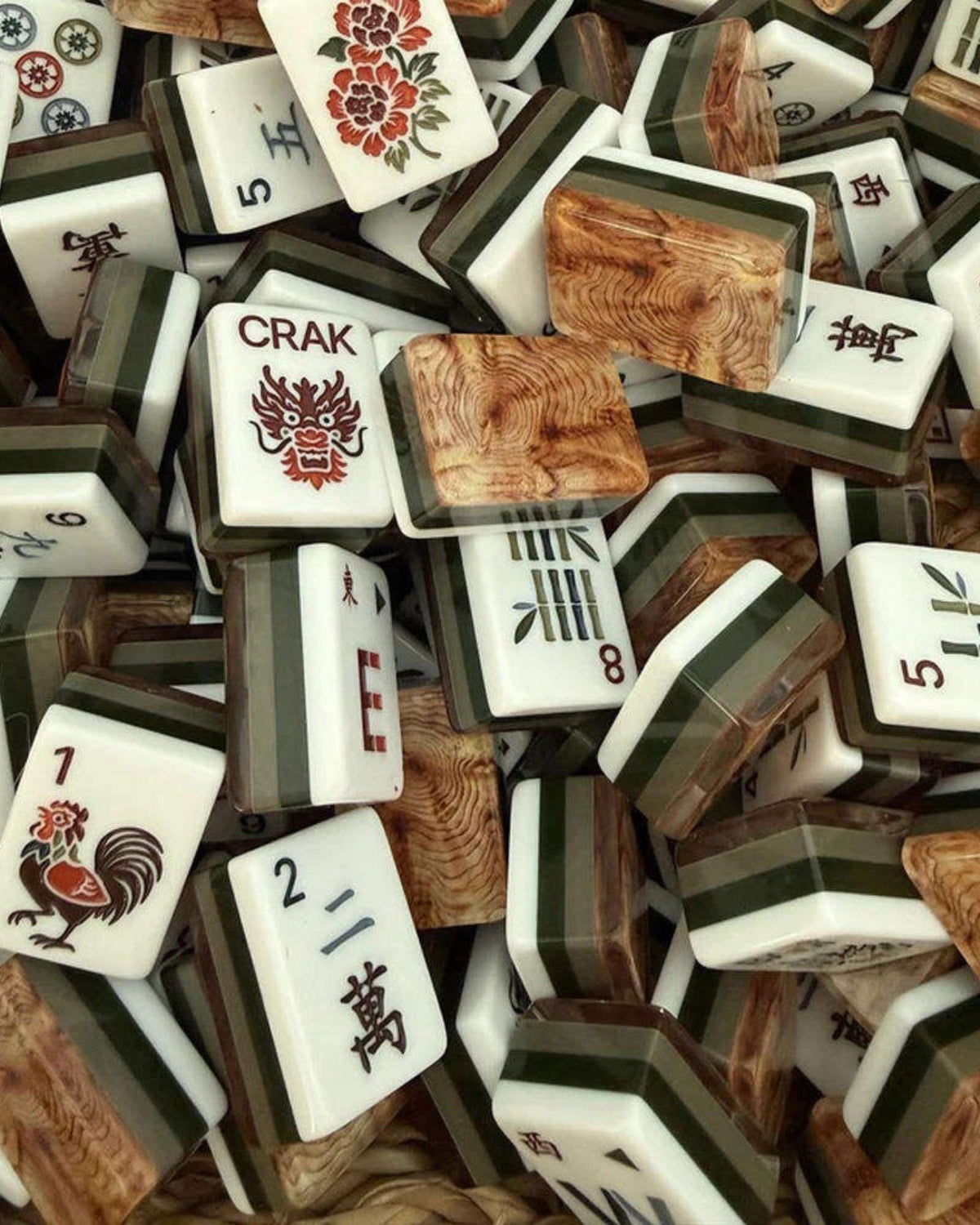 Premsons® 160-Piece 4-Layer Acrylic Wood Grain Mahjong Tiles Set