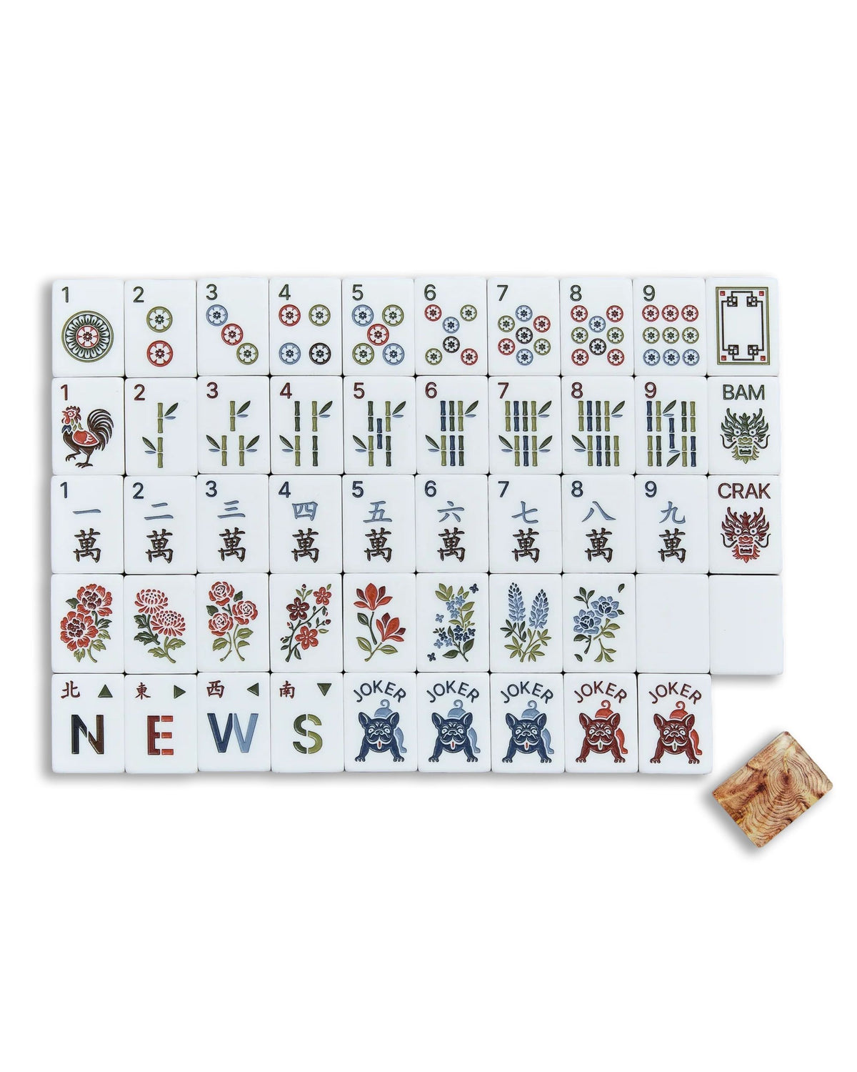 Premsons® 160-Piece 4-Layer Acrylic Wood Grain Mahjong Tiles Set