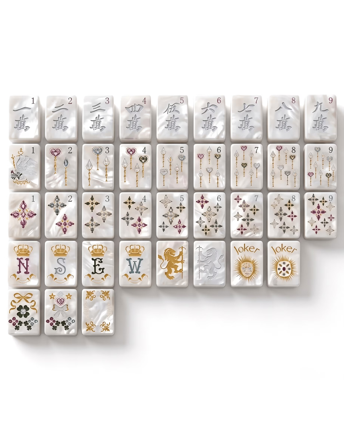 Premsons® Pearlescent Look Mahjong Tiles – 160 Tiles with Instruction Book & Scoring Sticks