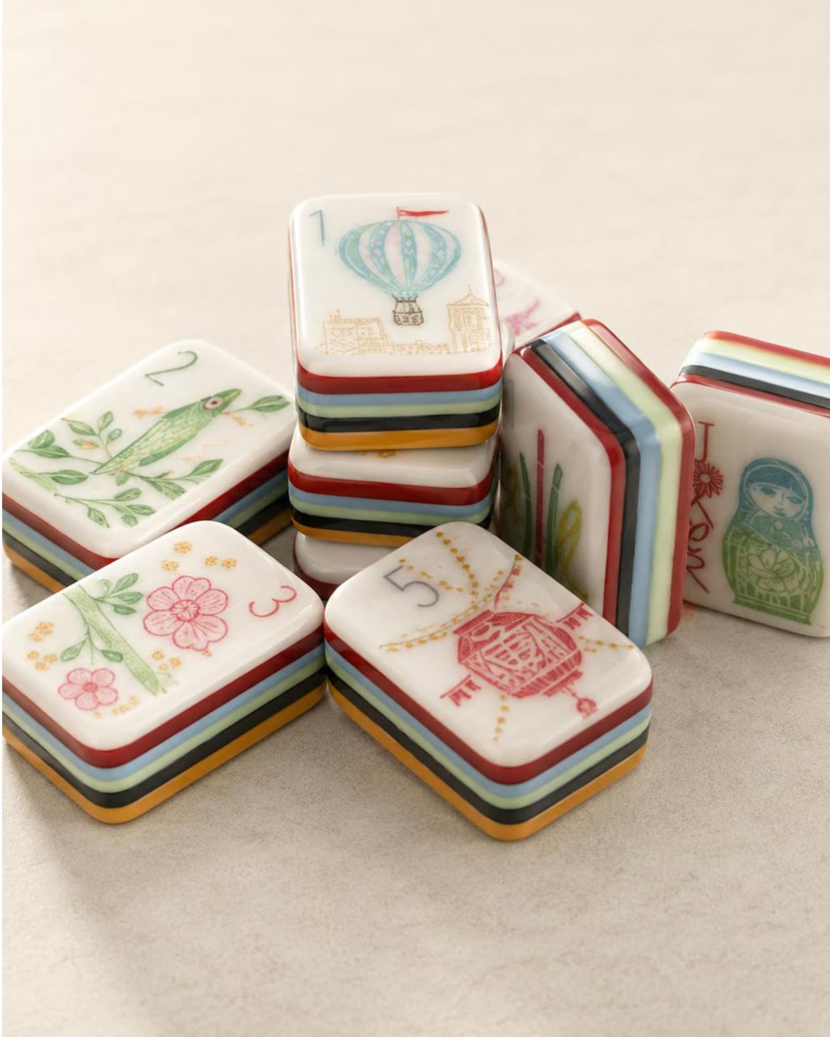 Premsons® Luxury Mahjong Tiles Set – 160-Piece Luxury 7 Layer Acrylic Tiles - Tiles Only