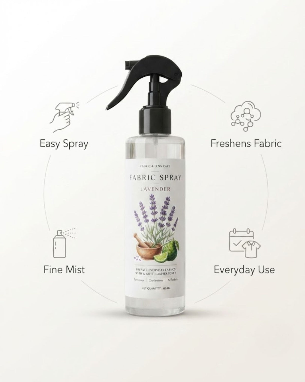 Premsons® Lavender Fabric Perfume Spray – Premium Freshener for Clothes & Household Fabrics.