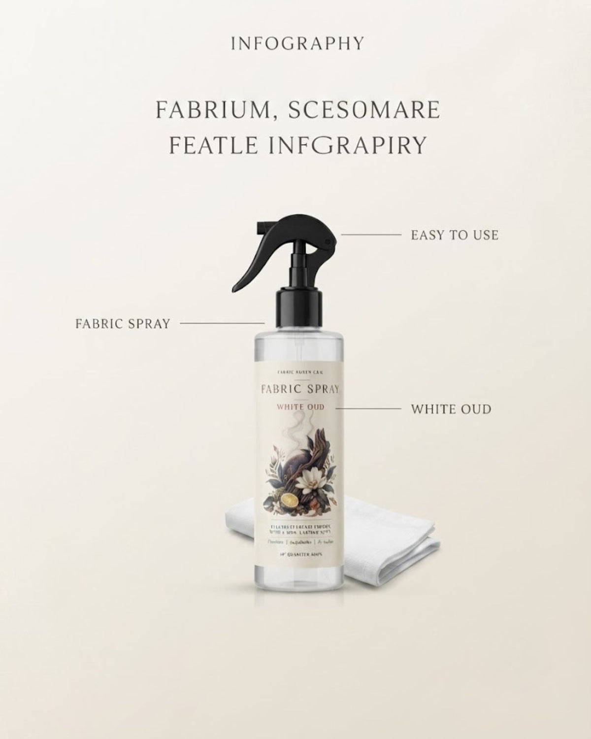 Premsons® White Oud Fabric Spray – Premium Fabric & Linen Freshener, Long-Lasting Fragrance.