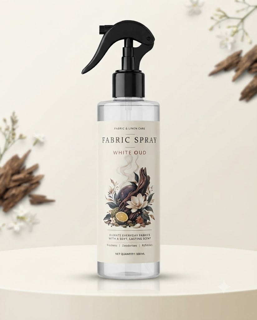 Premsons® White Oud Fabric Spray – Premium Fabric & Linen Freshener, Long-Lasting Fragrance.