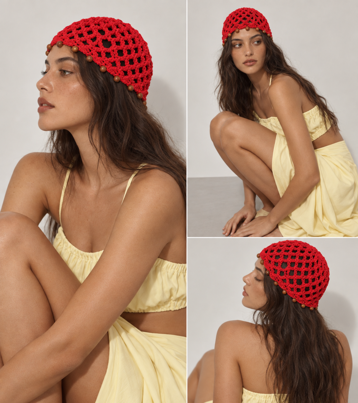 Eternia® Red Knitted Beanie Cap with Decorative Orange Trim | Winter Warm Hat