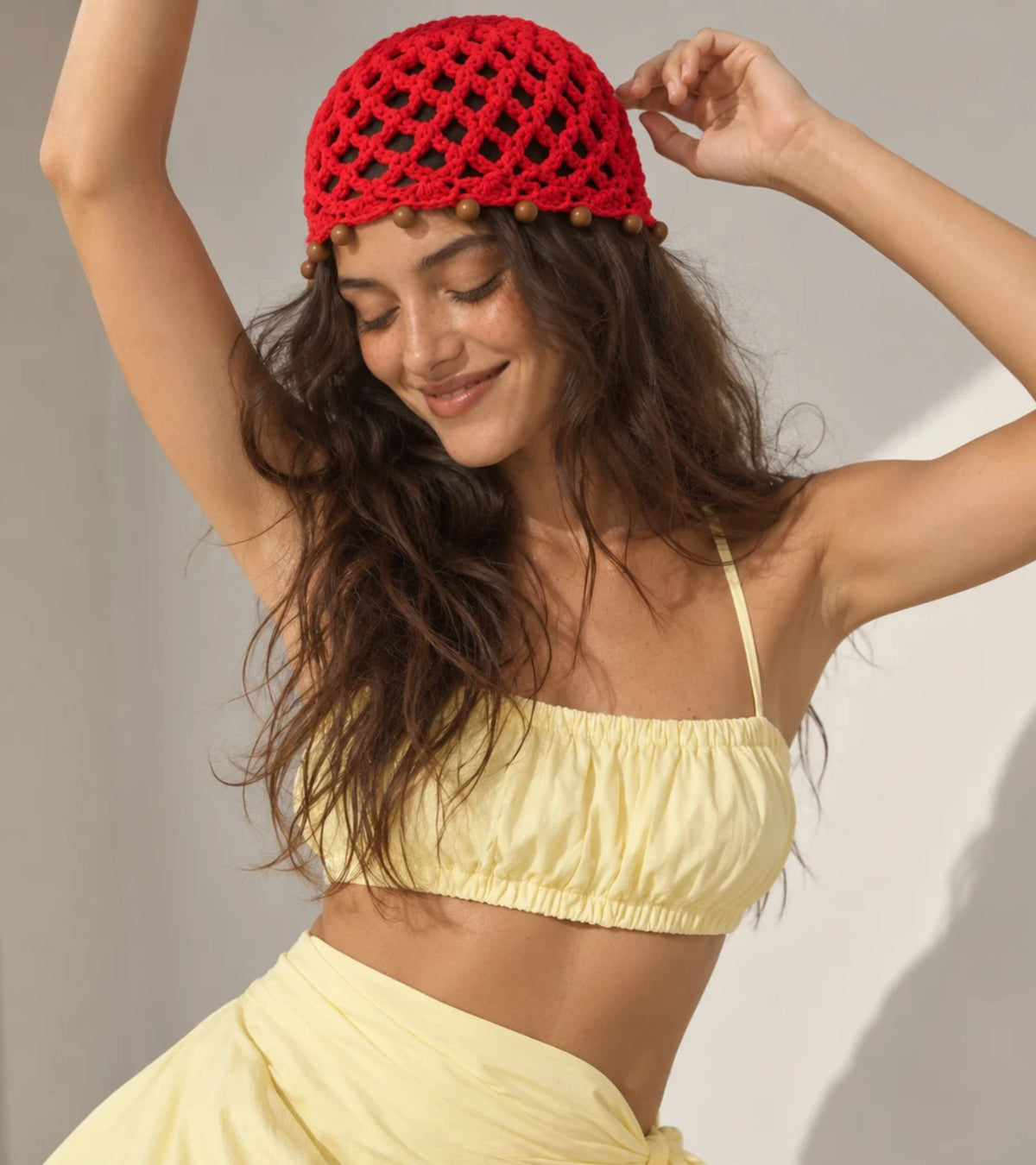 Eternia® Red Knitted Beanie Cap with Decorative Orange Trim | Winter Warm Hat