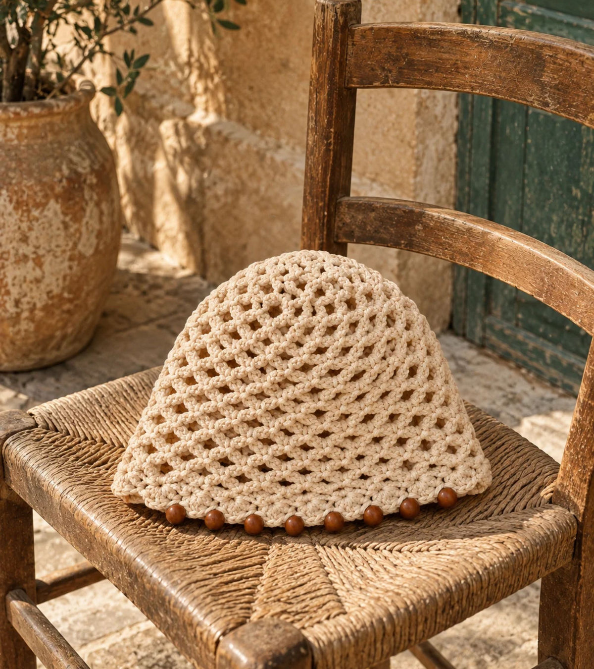 Eternia® Cream Knitted Beanie Cap with Decorative Orange Trim | Winter Warm Hat
