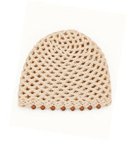 Eternia® Cream Knitted Beanie Cap with Decorative Orange Trim | Winter Warm Hat