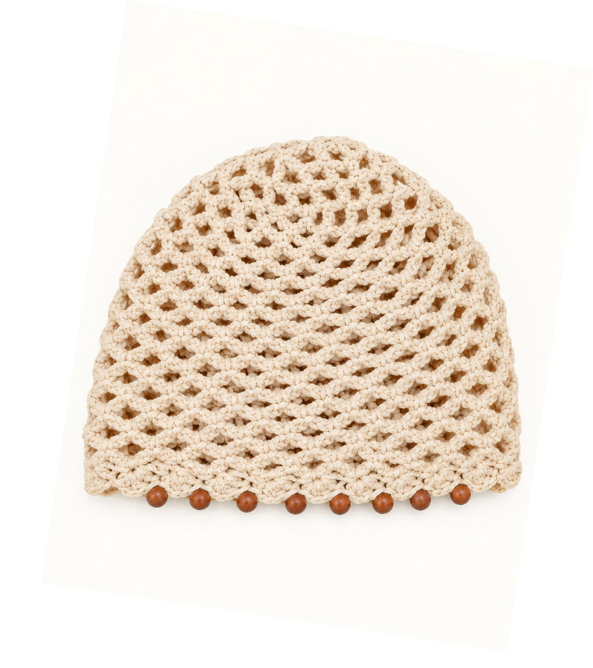 Eternia® Cream Knitted Beanie Cap with Decorative Orange Trim | Winter Warm Hat