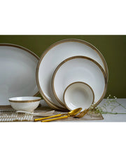Premsons® White Dinner Set with Gold Textured Border | Luxury Dinnerware Collection