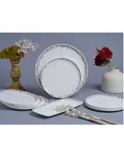 Premsons® Speckled Ceramic Dinner Plate Set with Round Plates and Rectangular Serving Platter