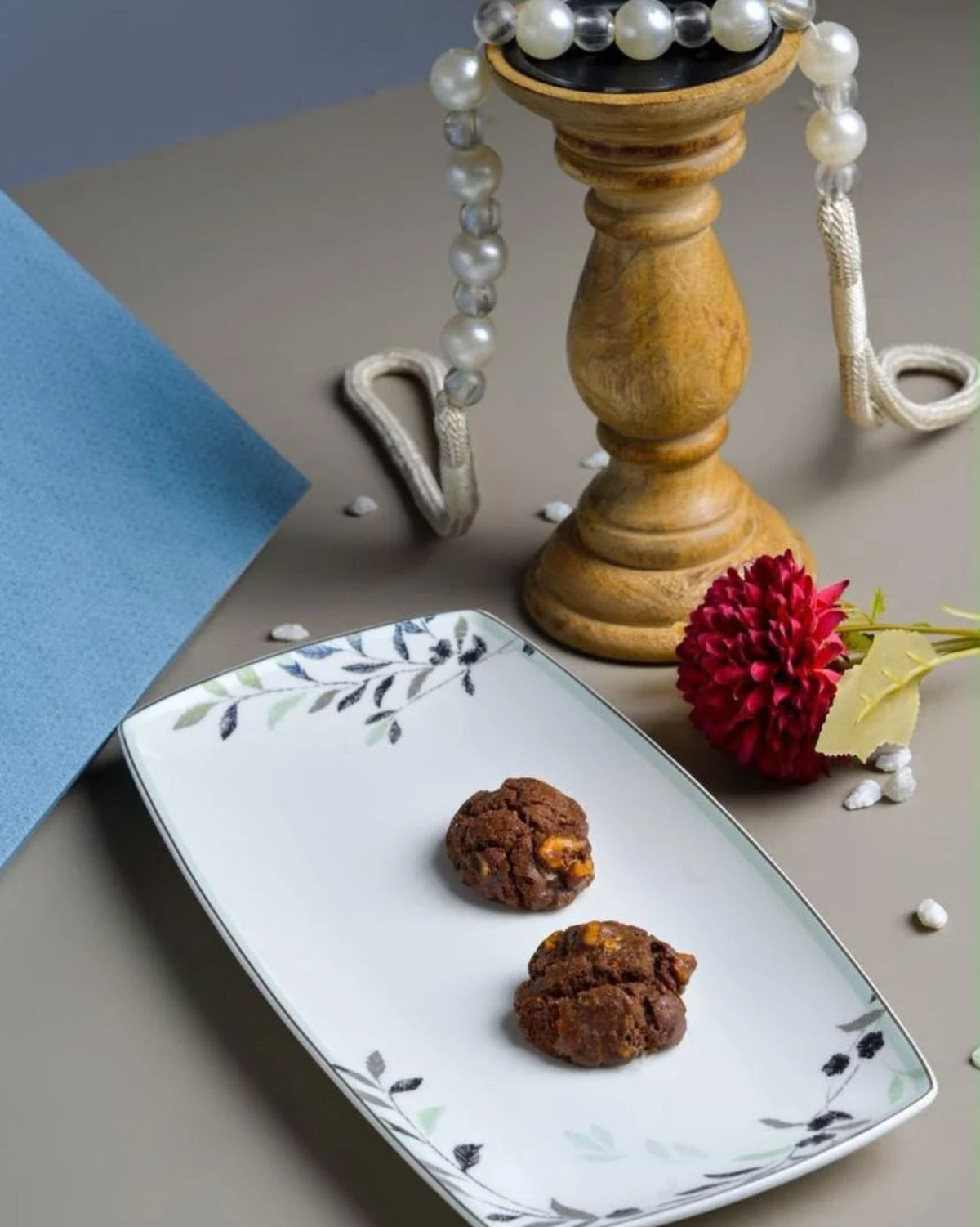 Premsons® Set of 2 Floral Ceramic Rectangular Serving Plates