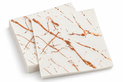 Premsons® Pack of 2 Marble Print Tissue Napkins in Ivory & Copper Rose Gold, 34 × 34 cm, Elegant Table Serviettes