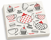 Premsons® Tea Time Printed Tissue Paper Napkins – Teapot, Cupcake and Polka Dot Design Pack of 2