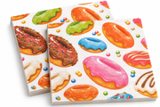 Premsons® Colourful Doughnut Print Tissue Paper Napkins, Assorted Iced Doughnut Design, 34 × 34 cm, Pack of 2