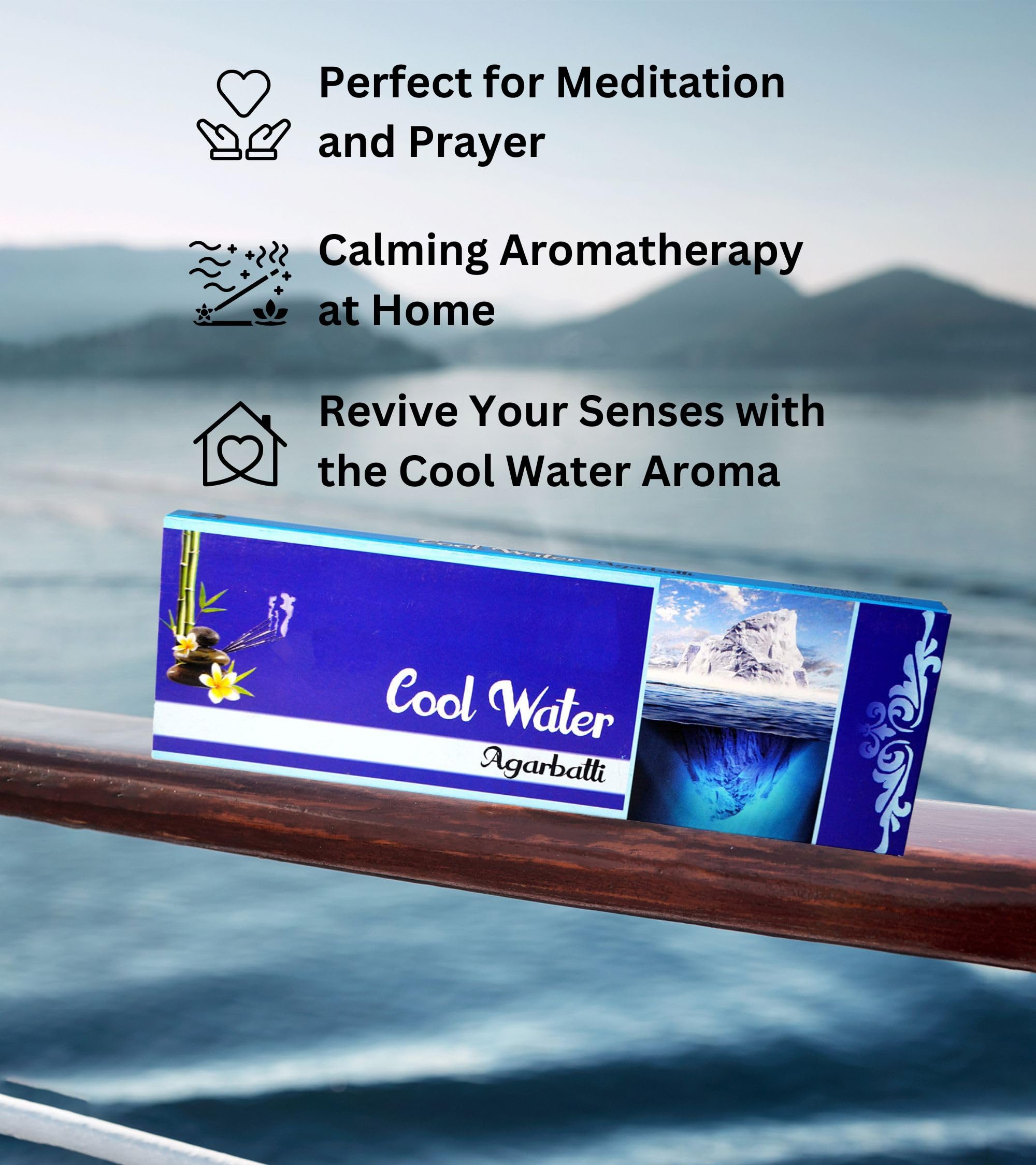 Eternia® Cool Water Scent of Burning Incense Sticks with Different Fragrances for Aromatic Environment Agarbatti - (Pack of-3)