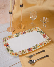 Premsons® 16" Rectangular Melamine Serving Platter – Multicolor Floral Border Design | Elegant & Durable Dinnerware for Kitchen & Dining Table