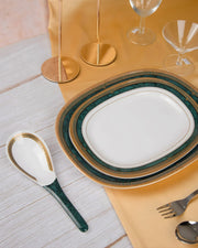 Premsons® Melamine Ladle Serving Spoon – Green & Gold Design | Elegant & Durable Kitchen & Dining Utensil – Set of 6