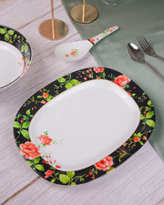 Premsons® 12" Oval Melamine Serving Plate – Elegant Floral Print | Durable & Stylish Dinnerware for Kitchen & Dining -Set of 6