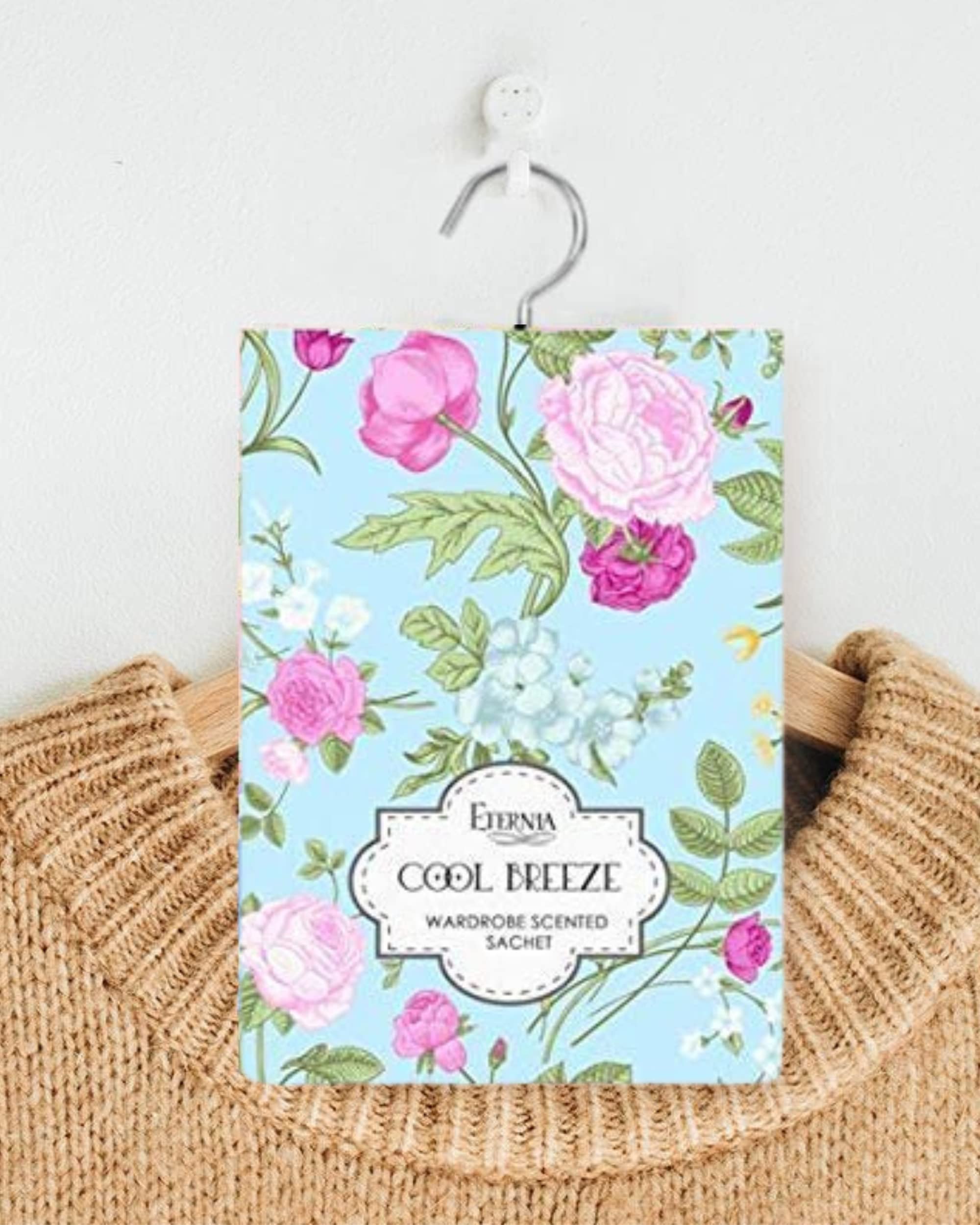Eternia® Fragrance Sachets for Wardrobe - Cool Breeze Scented Sachet for Clothes, Drawers, and Closets | Long-Lasting Natural Air Freshener with Refreshing Aromatic Fragrance