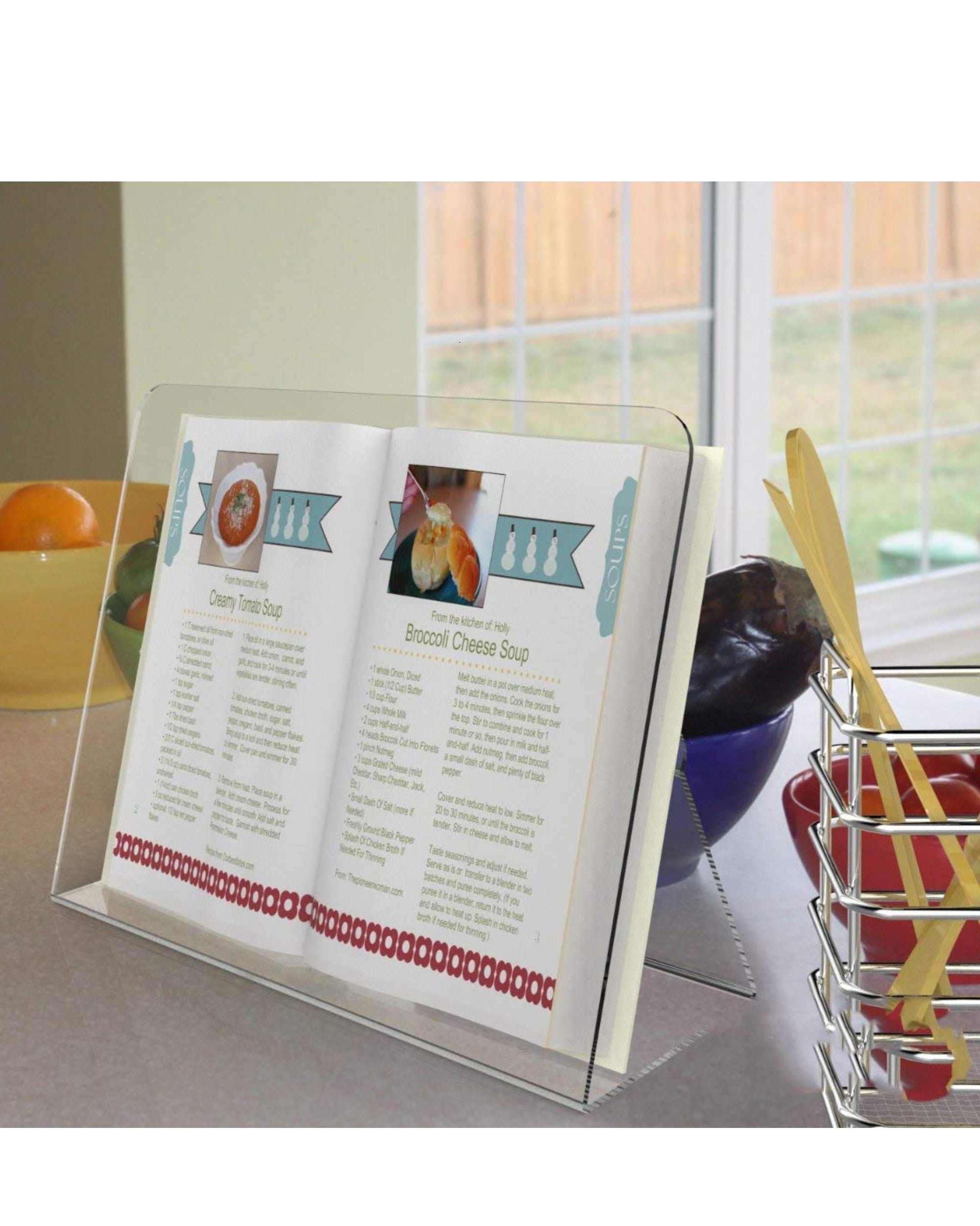 Premsons® Transparent Acrylic Cookbook Holder – Durable & Stylish Recipe Book Stand for Kitchen Counter, Reading, Tablets & iPads – Sleek Modern Design, Easy to Clean