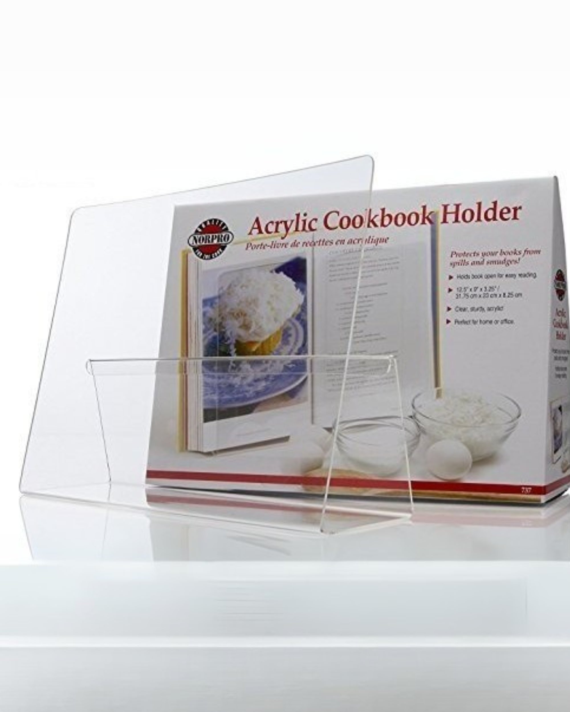 Premsons® Transparent Acrylic Cookbook Holder – Durable & Stylish Recipe Book Stand for Kitchen Counter, Reading, Tablets & iPads – Sleek Modern Design, Easy to Clean