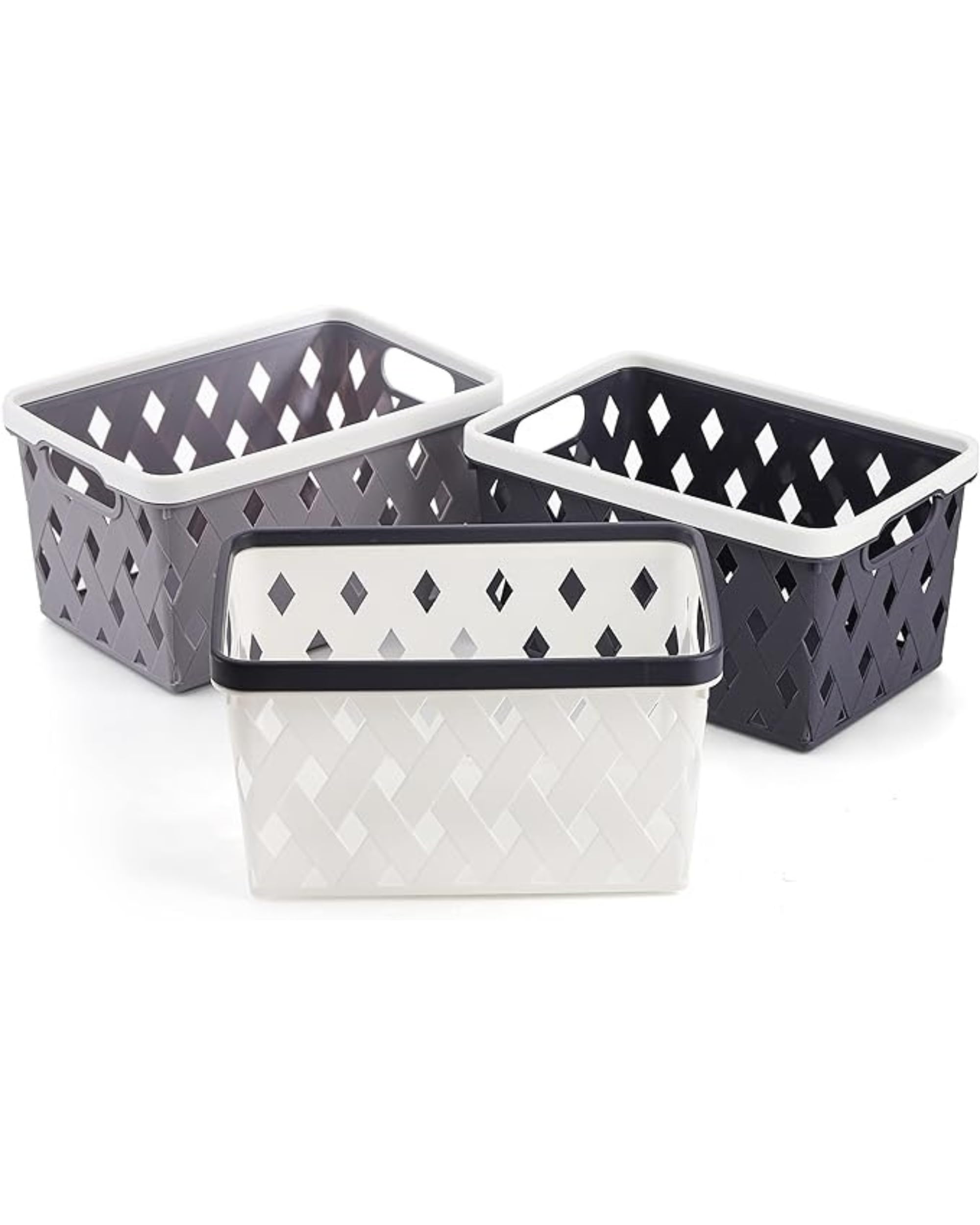 Premsons® Plastic Storage Basket - Compact Pantry and Closet Organizer for Accessories, Toys, and Cleaning Supplies (Large)