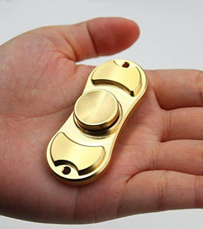 Premsons® Hand Spinner Desk Toy - High Speed Smooth Finger Spin Sensory Fidget Stress Relief Game Play for Kids & Adults - Birthday Party Gift - Metal - Gold Dual Matte