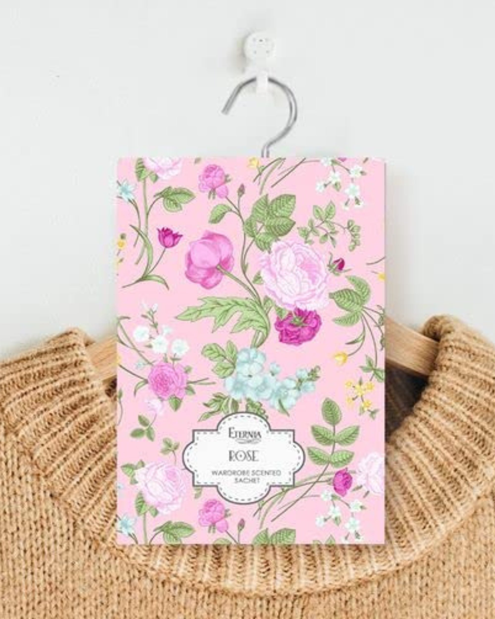 Eternia® Fragrance Sachets for Wardrobe - Rose Scented Sachet for Clothes, Drawers, and Closets | Long-Lasting Natural Air Freshener with Refreshing Aromatic Fragrance