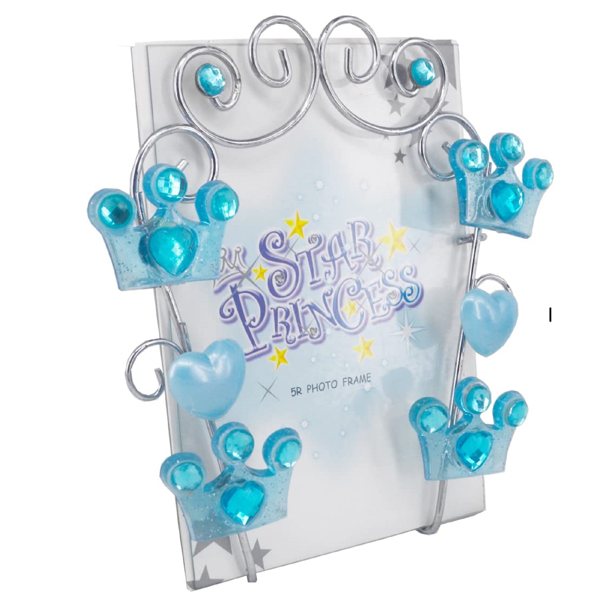 Premsons® Cute Star Princess Crown Glass Photo Frame – Adorable Royal Design for Kids, Tabletop or Room Décor (Color May Vary)