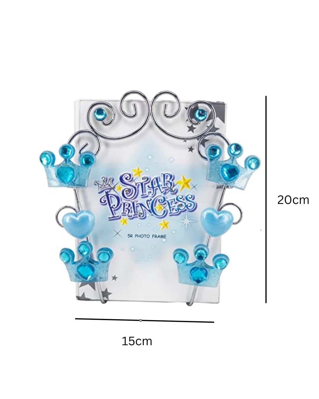 Premsons® Cute Star Princess Crown Glass Photo Frame – Adorable Royal Design for Kids, Tabletop or Room Décor (Color May Vary)