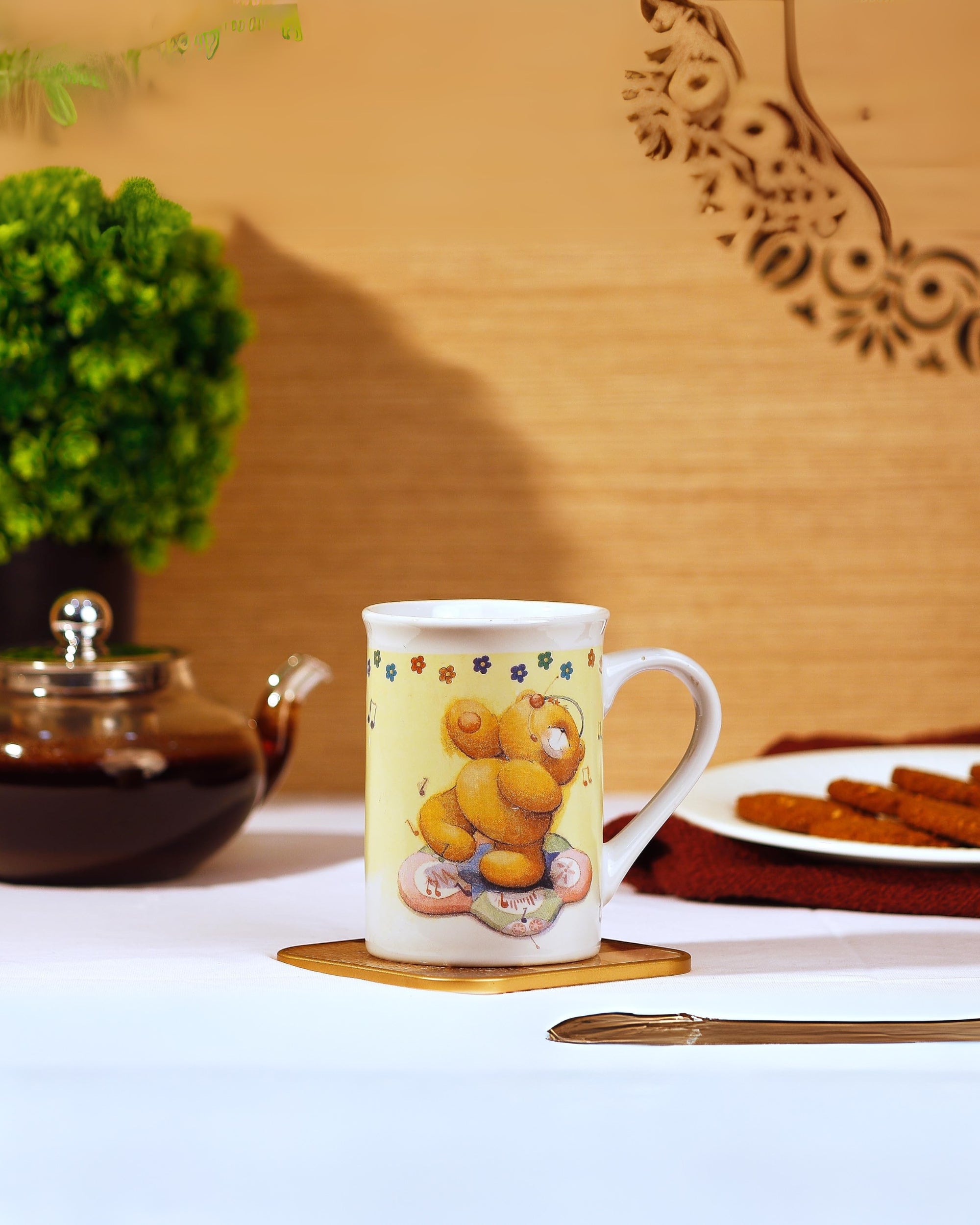 Premsons® Classic Ceramic Coffee Mug with Teddy Bear Print – 300ml Stylish & Comfortable Cup for Daily Use at Home or Office | Ideal Gift for Any Occasion