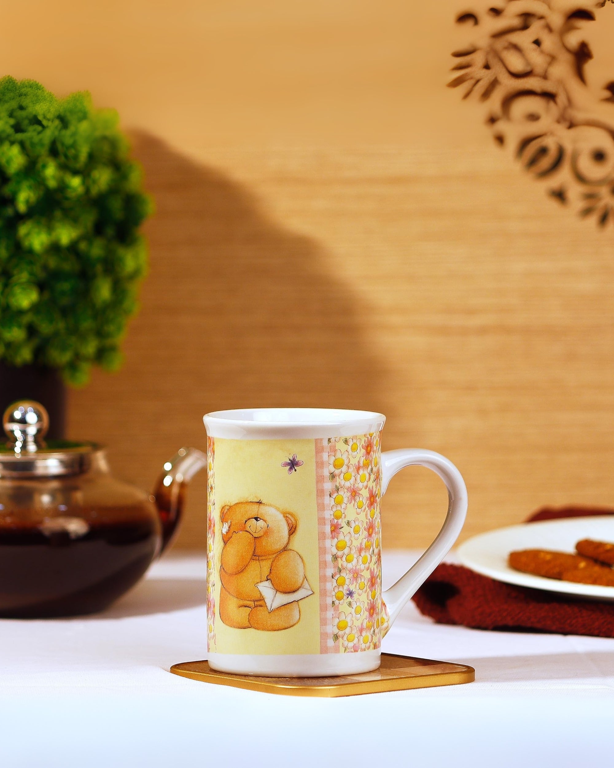 Premsons® Classic Ceramic Coffee Mug with Teddy Bear Print – 300ml Stylish & Comfortable Cup for Daily Use at Home or Office | Ideal Gift for Any Occasion