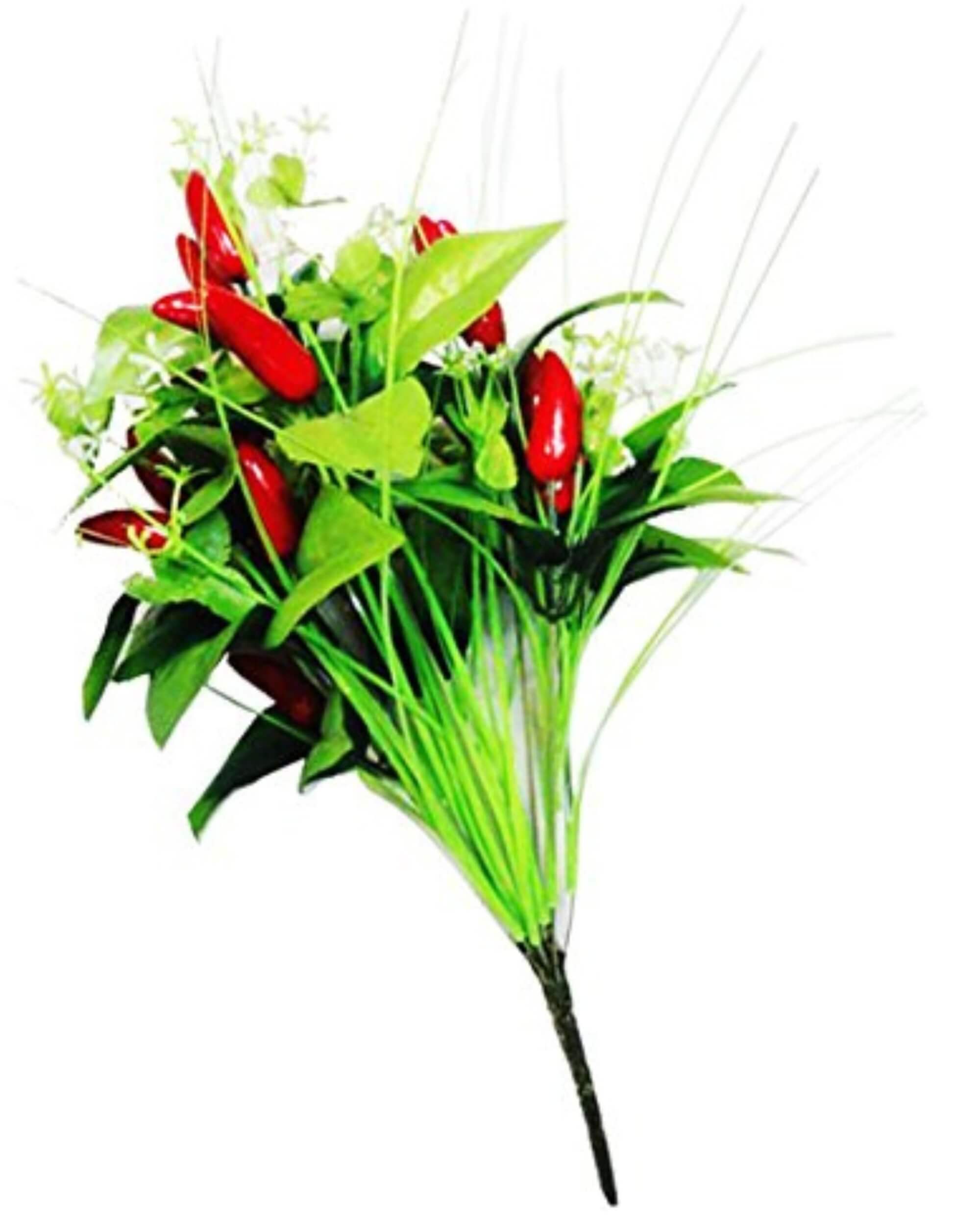 Premsons® Decorative Artificial Red Chilli Flower Bunch | Lifelike Plastic Bouquet | Vibrant and Durable Fake Plant for Home, Kitchen, Party, and Office Décor
