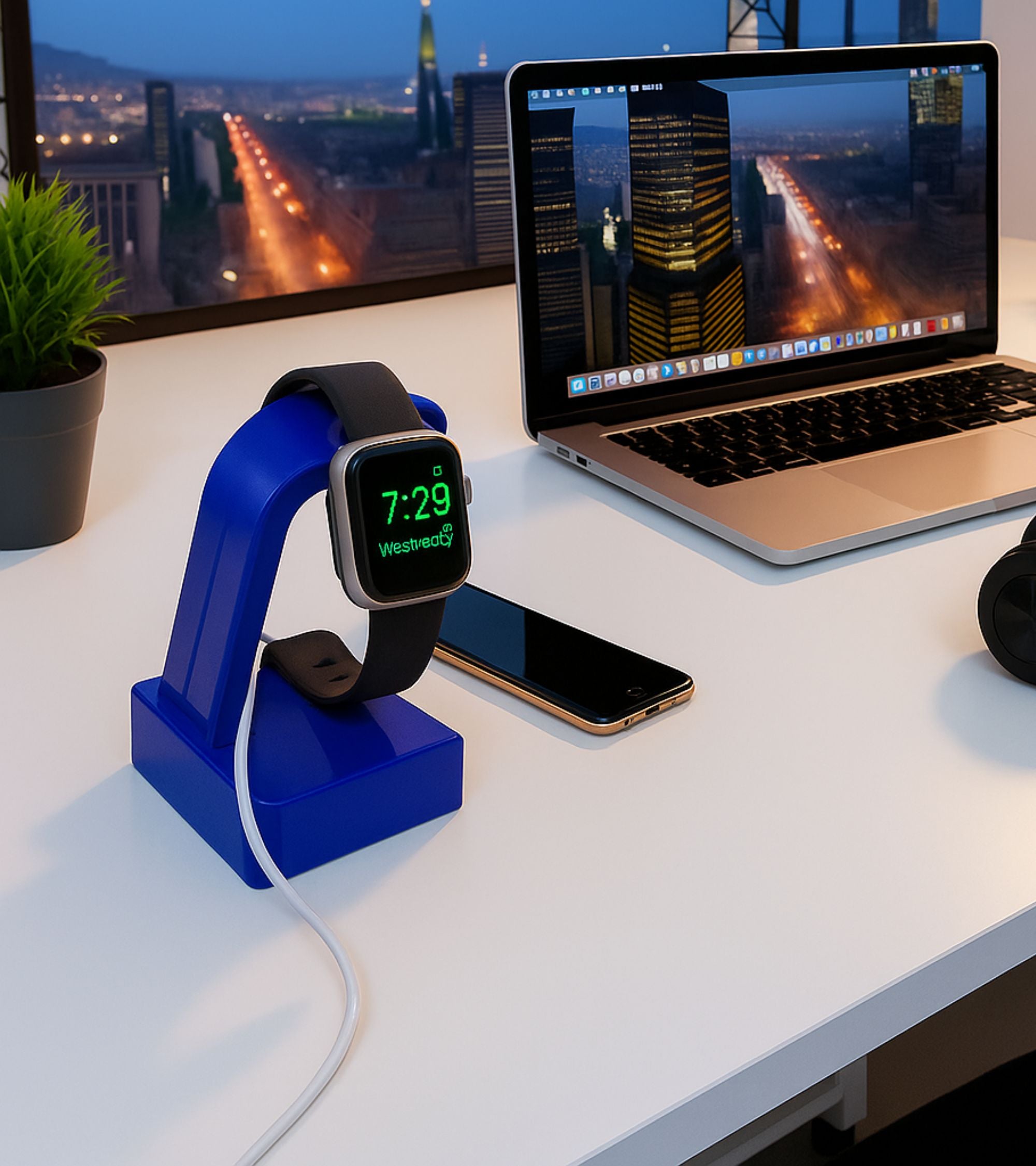Premsons® Watch Stand for Smart Watches | Elegant & Durable Charging Dock | Compatible with Apple Watch Series & Other Smartwatches – Blue