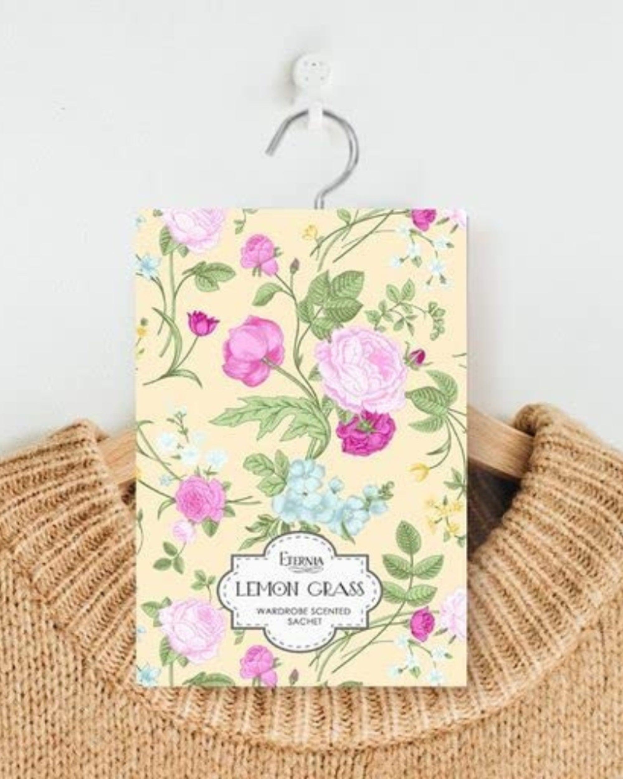 Eternia® Fragrance Sachets for Wardrobe - Lemon Grass Scented Sachet for Clothes, Drawers, and Closets | Long-Lasting Natural Air Freshener with Refreshing Aromatic Fragrance