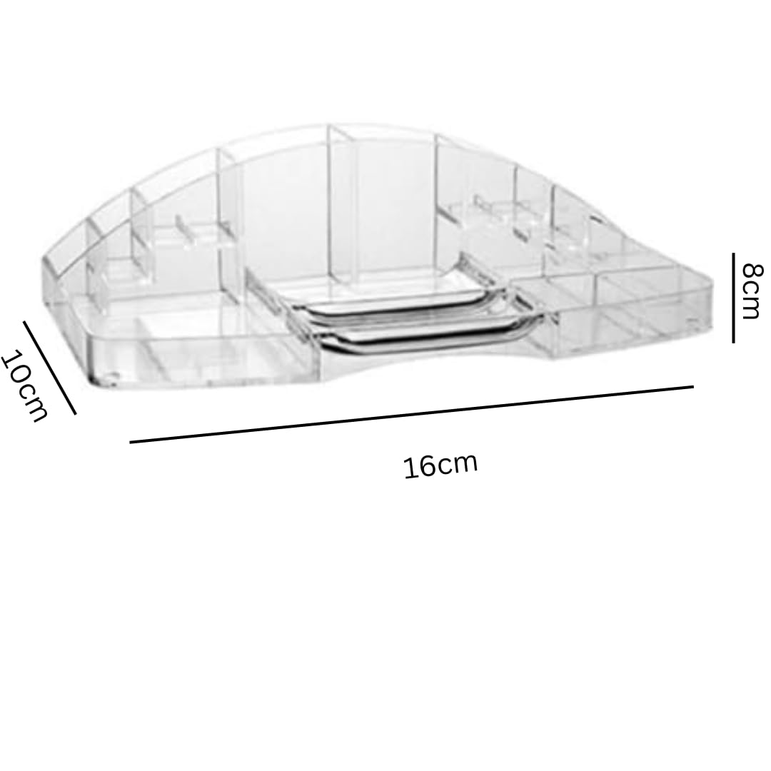 Premsons® Acrylic Makeup & Jewellery Organizer Tray | Transparent Multi-Purpose Storage Box for Vanity, Dresser & Bathroom | Spacious & Durable