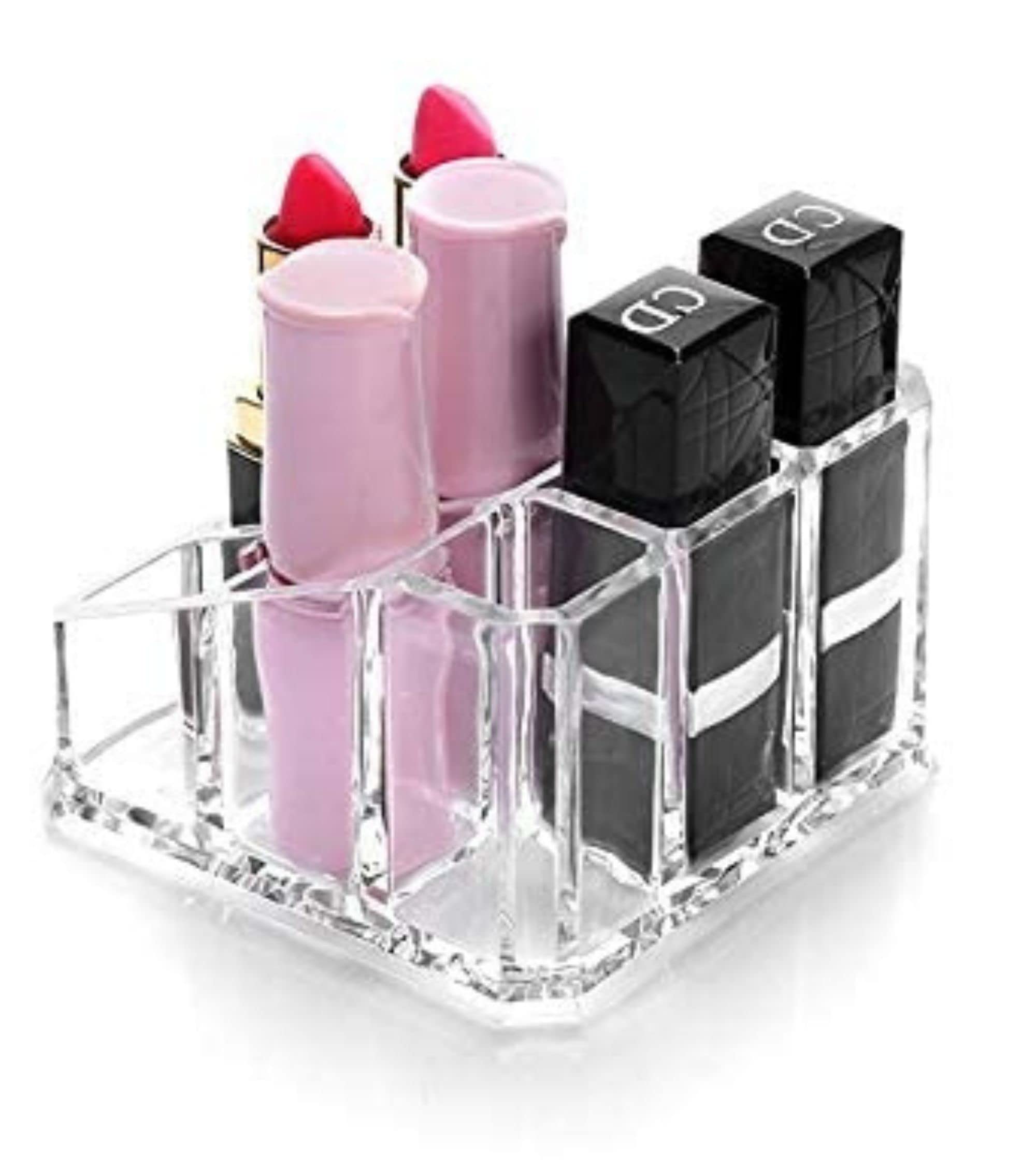 Premsons® Acrylic Makeup Organizer | 9-Compartment Multi-Purpose Cosmetics Holder & Storage Box for Vanity, Desk & Bathroom