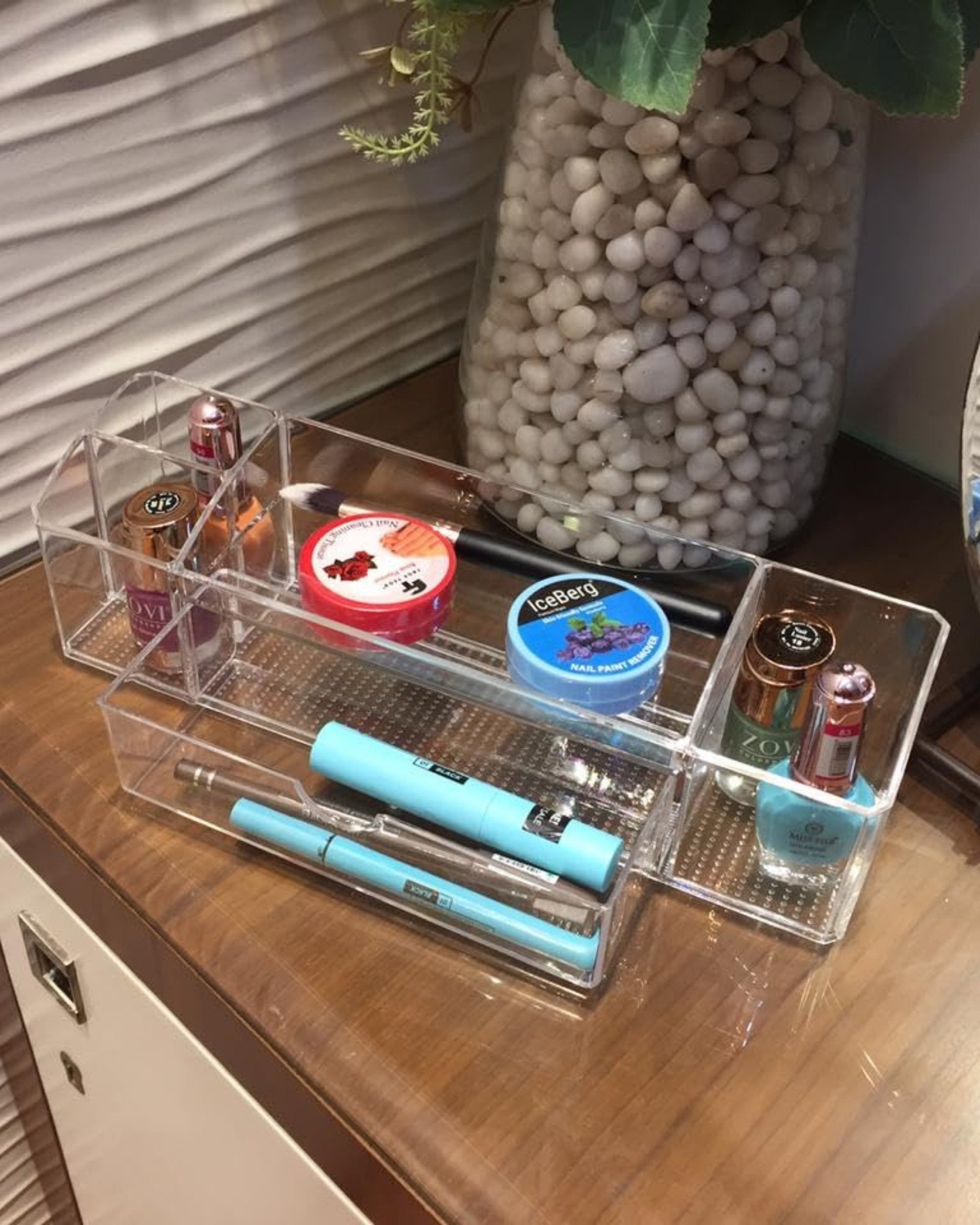 Premsons® Acrylic Makeup Organizer | Lipstick Holder & Cosmetic Storage Box | Clear Vanity Organizer for Desk, Drawer & Bathroom Use