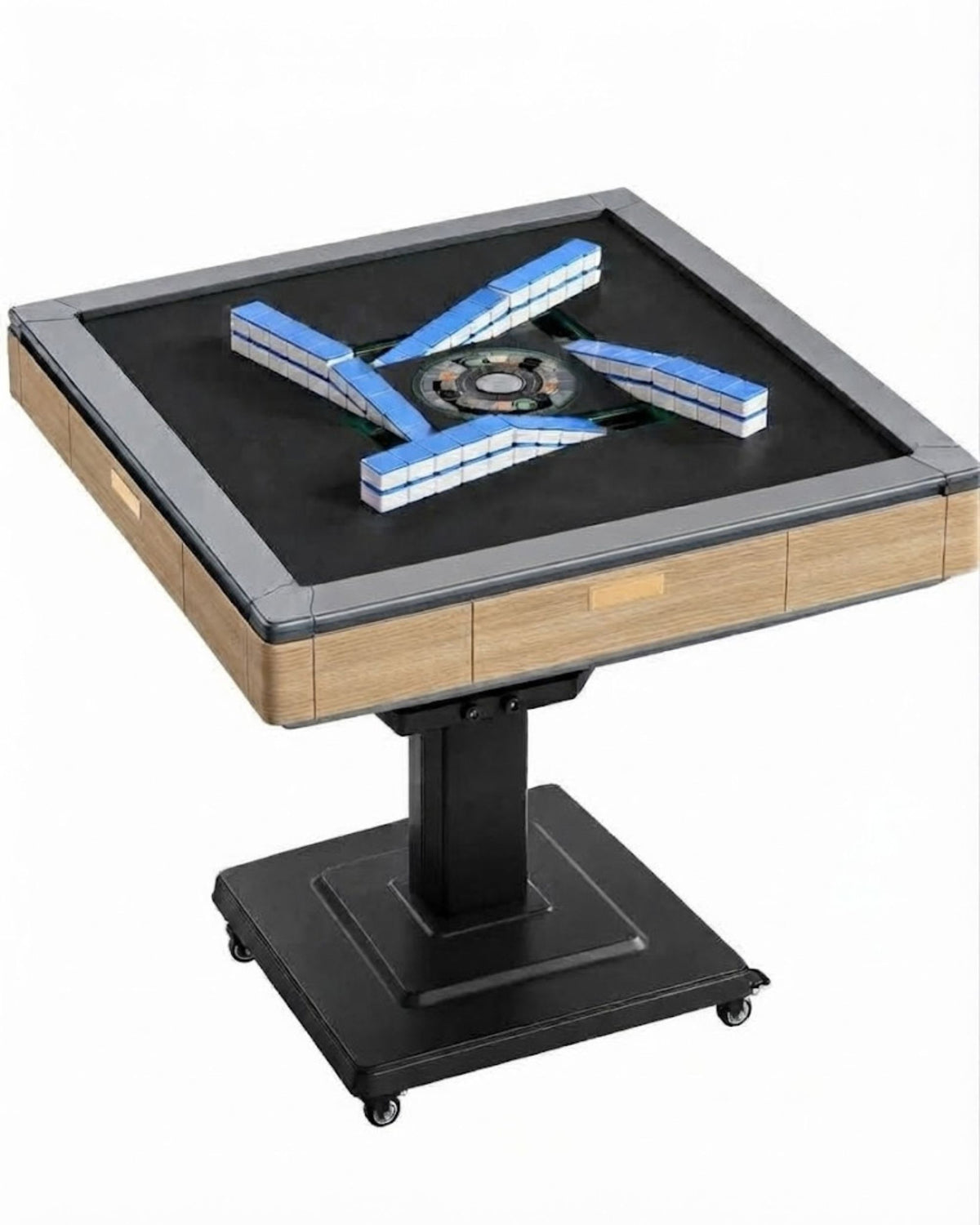 Premsons® Quilted Ash Foldable Mahjong Table with 44MM Tiles & Grey Table Mat