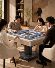 Premsons® Quilted Ash Foldable Mahjong Table with 44MM Tiles & Grey Table Mat