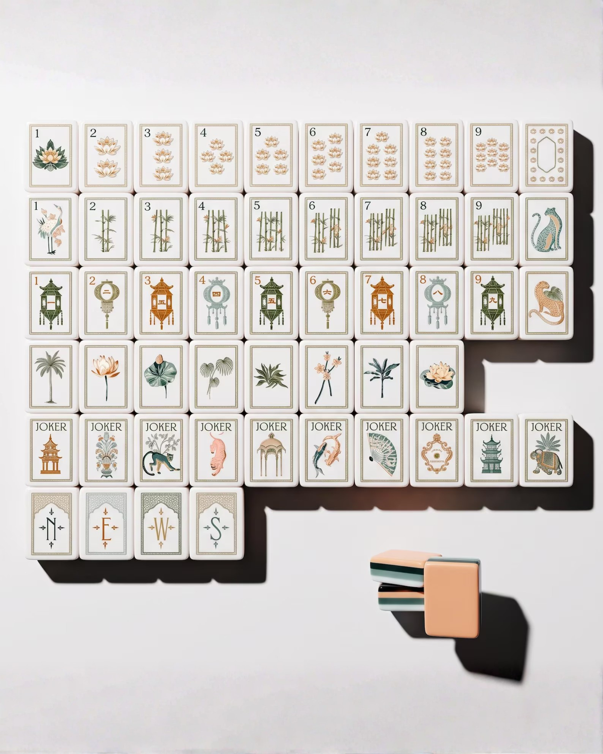 Premsons® Palace Premium Mahjong Tiles Set – 160 Tiles with Instruction Book, Scoring Sticks, Shufflers & Mat