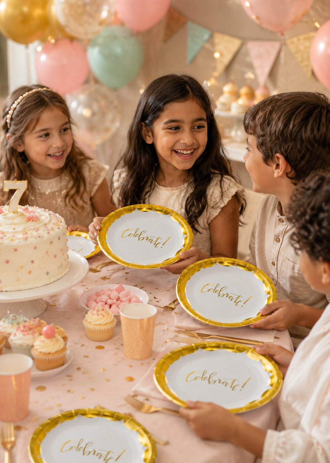 Premsons®  Elegant Gold “Celebrate!” Party Plate (Set of 10) (Pack of 2)